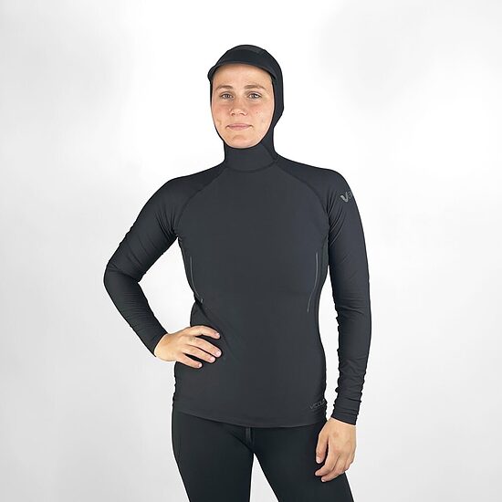 VCOLD Base Layer Topiņš ar kapuci un garām piedurknēm - melns